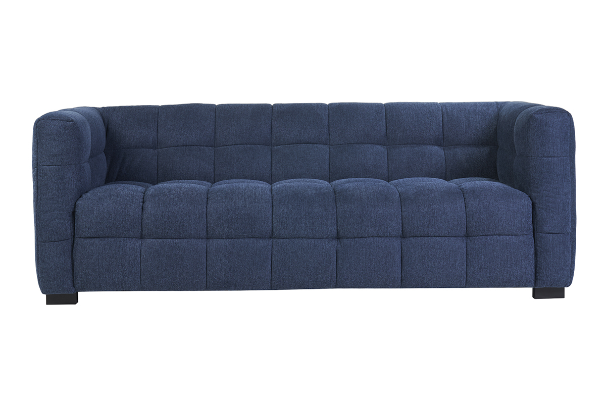Divano design 3 posti in tessuto effetto velluto testurizzato blu scuro CORTO
