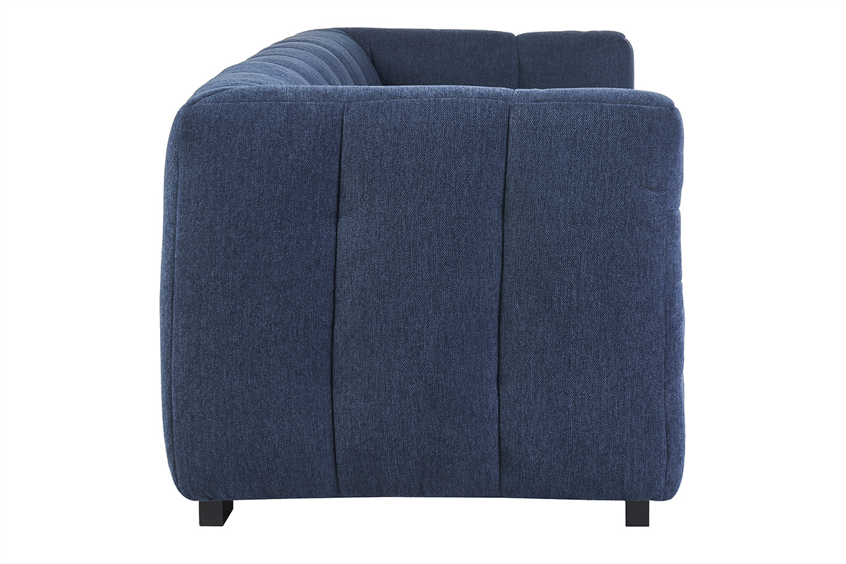 Divano design 3 posti in tessuto effetto velluto testurizzato blu scuro CORTO