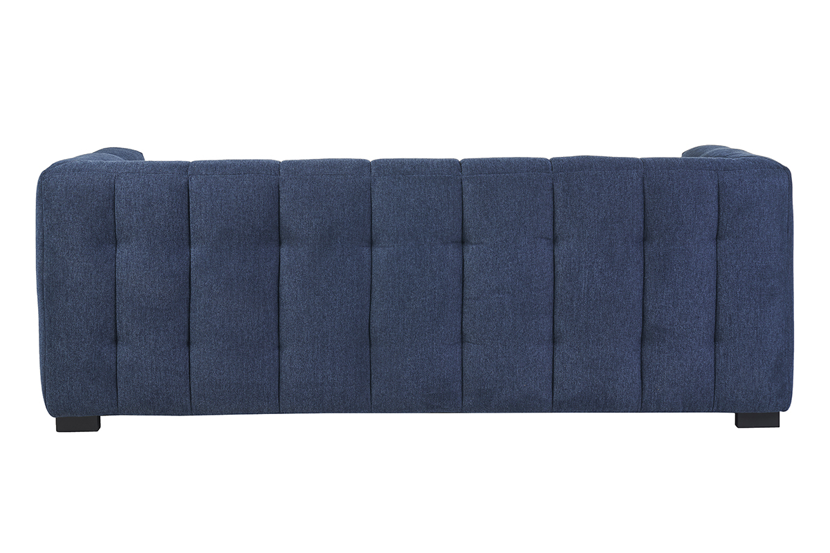 Divano design 3 posti in tessuto effetto velluto testurizzato blu scuro CORTO