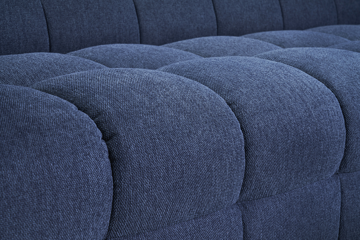 Divano design 3 posti in tessuto effetto velluto testurizzato blu scuro CORTO