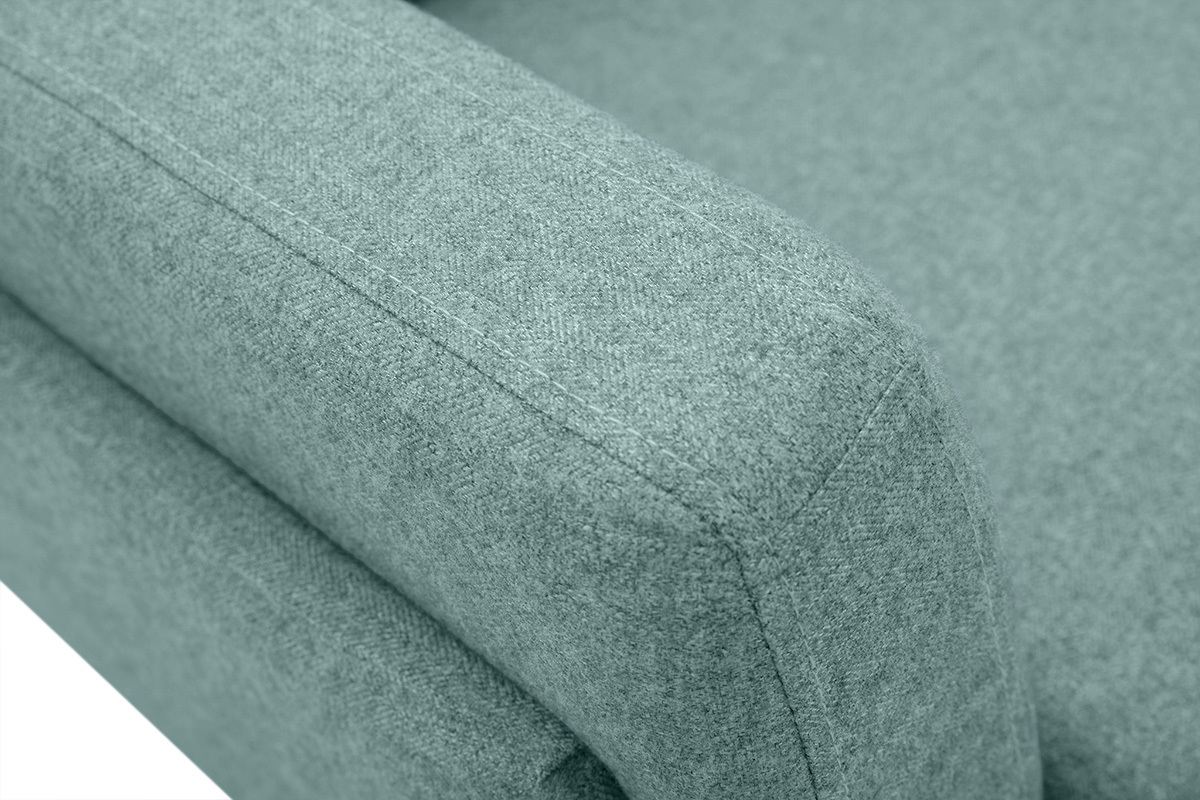 Divano design 3 posti in tessuto effetto velluto testurizzato grigio-verde e metallo nero MOSCO
