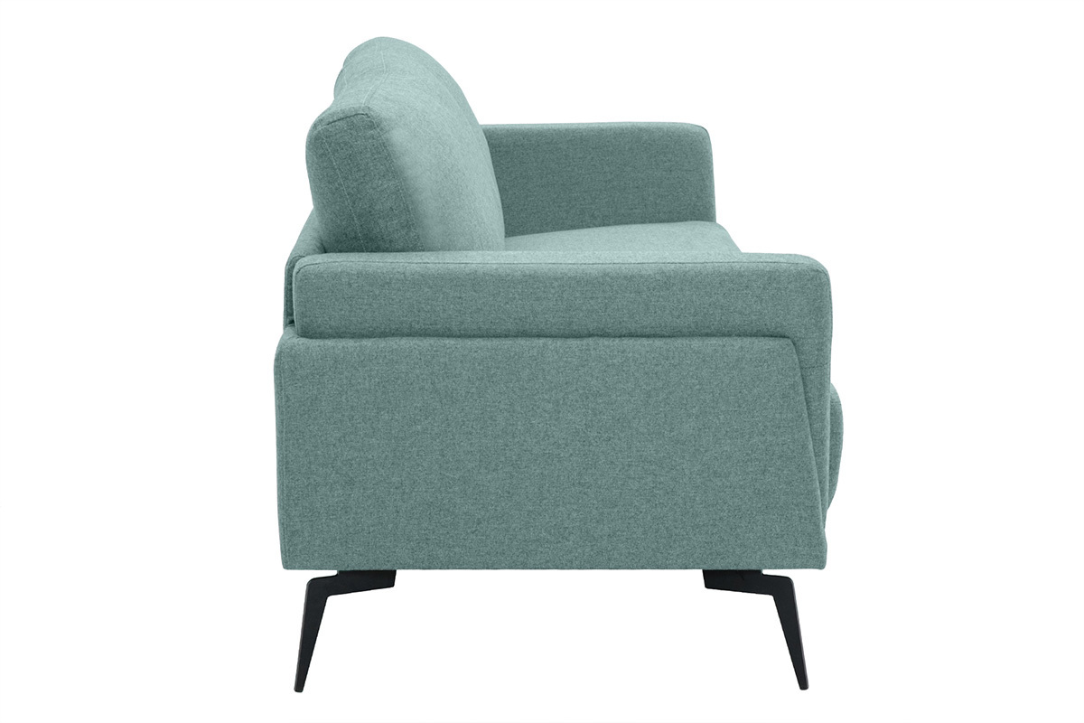 Divano design 3 posti in tessuto effetto velluto testurizzato grigio-verde e metallo nero MOSCO