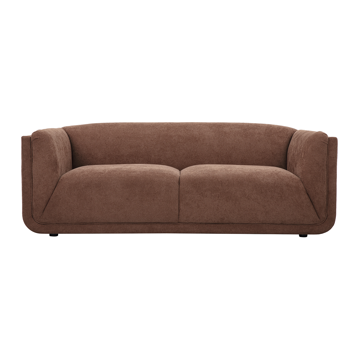 Divano design 3 posti in tessuto effetto velluto testurizzato terra bruciata HOSBO