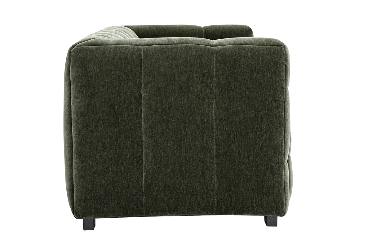 Divano design 3 posti in tessuto effetto velluto verde kaki CORTO