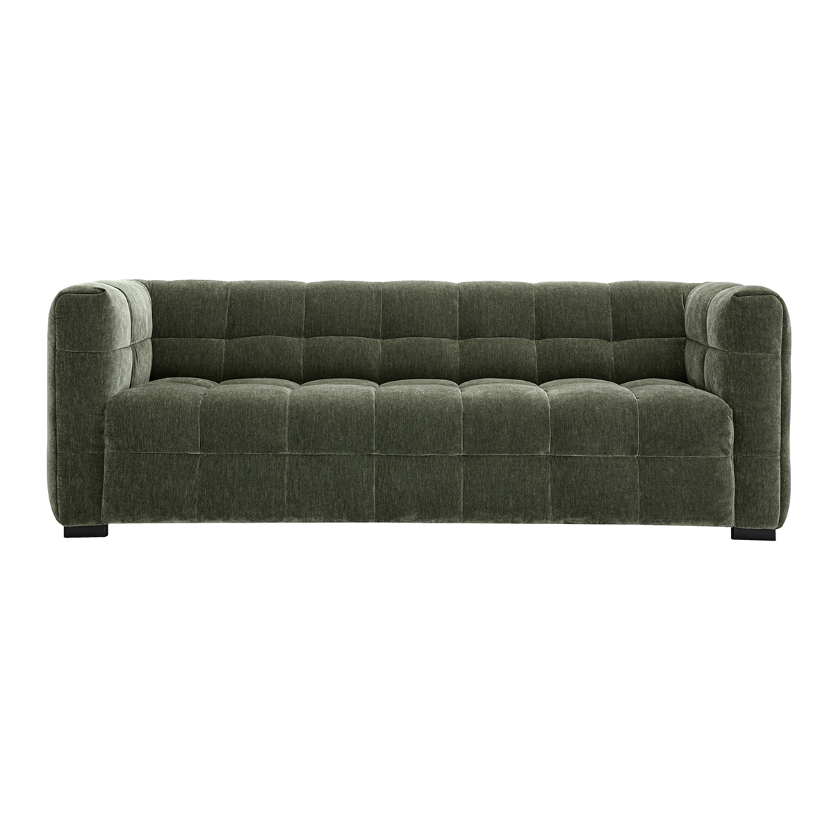 Divano design 3 posti in tessuto effetto velluto verde kaki CORTO