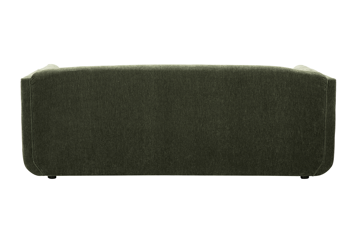 Divano design 3 posti in tessuto effetto velluto verde kaki HOSBO