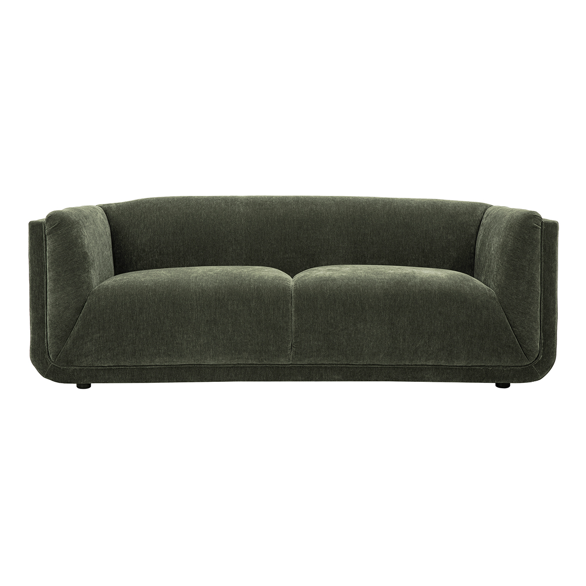 Divano design 3 posti in tessuto effetto velluto verde kaki HOSBO