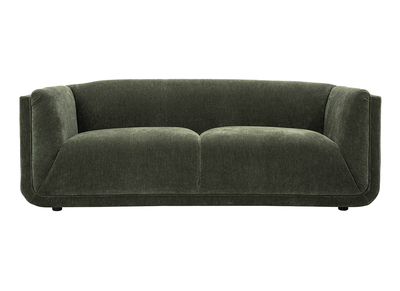 Divano design 3 posti in tessuto effetto velluto verde kaki HOSBO
