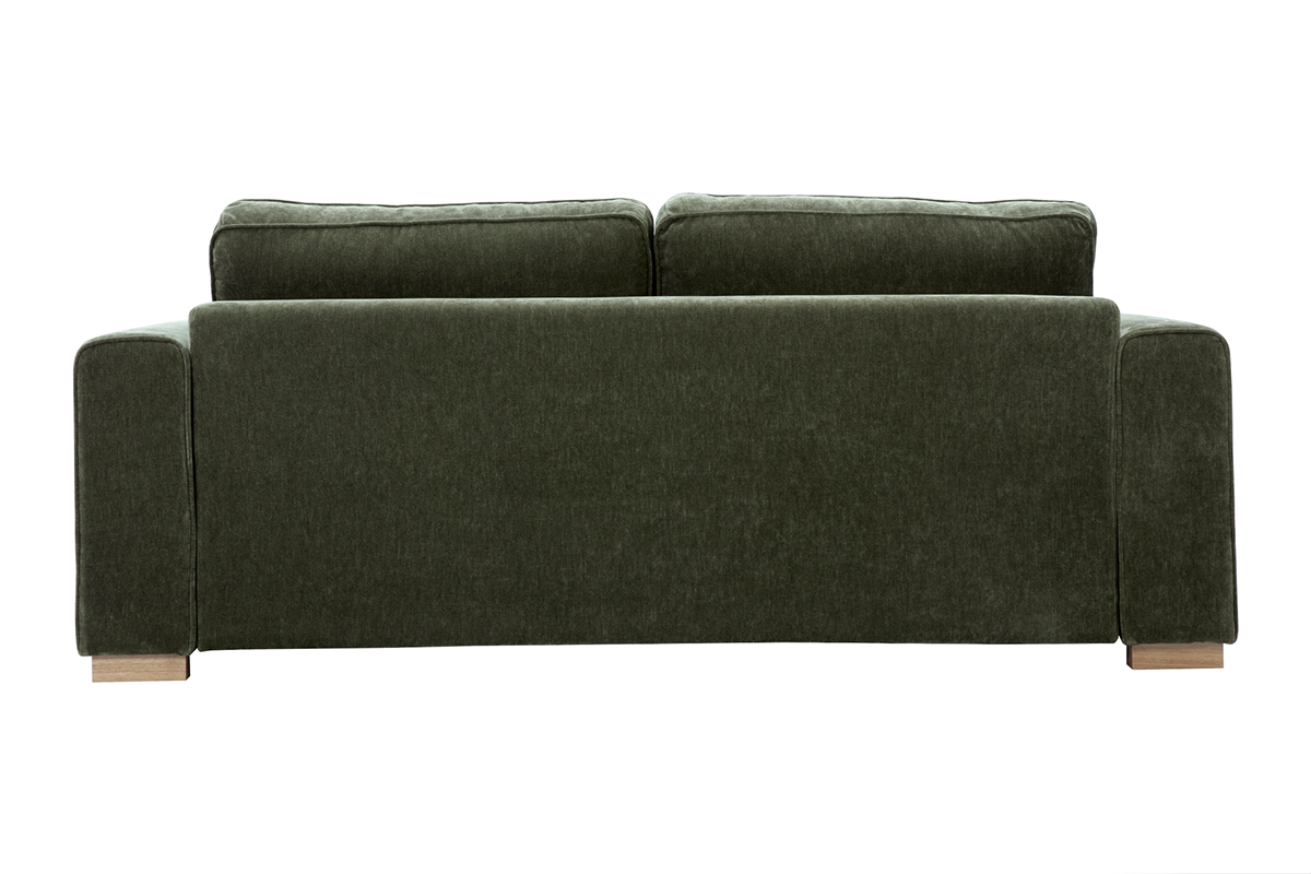 Divano design 3 posti in tessuto effetto velluto verde kaki PEPPER