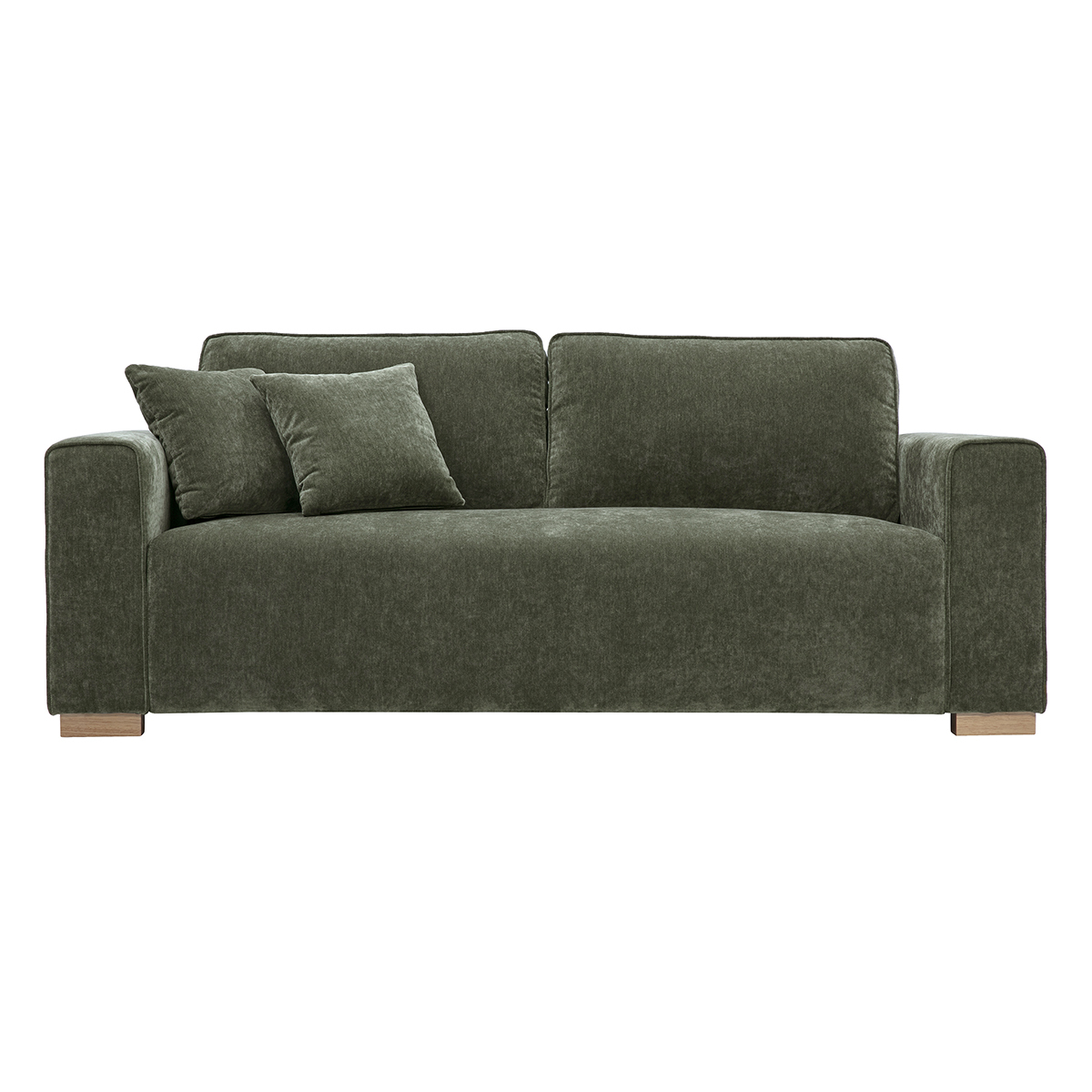 Divano design 3 posti in tessuto effetto velluto verde kaki PEPPER