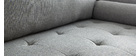 Divano design 3 posti in tessuto grigio chiaro e piedi in legno IMPERIAL
