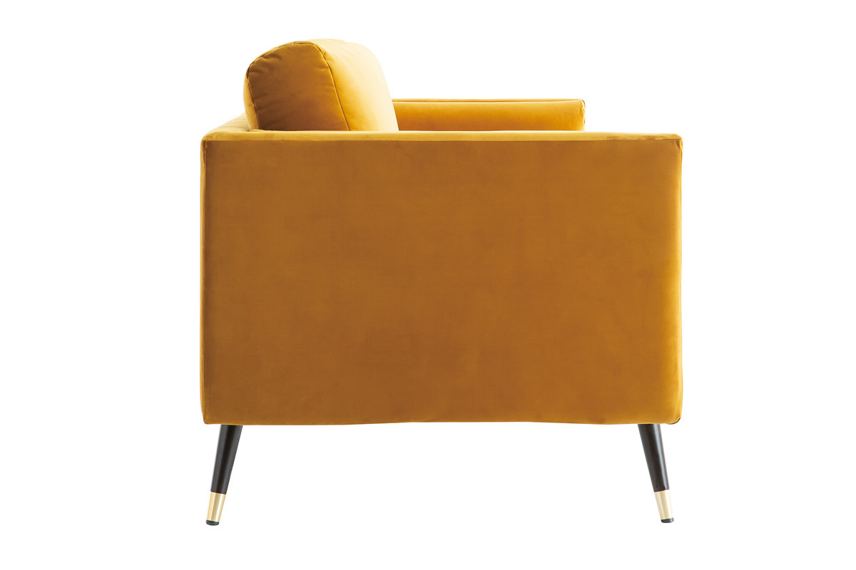 Divano design 3 posti in velluto giallo STING