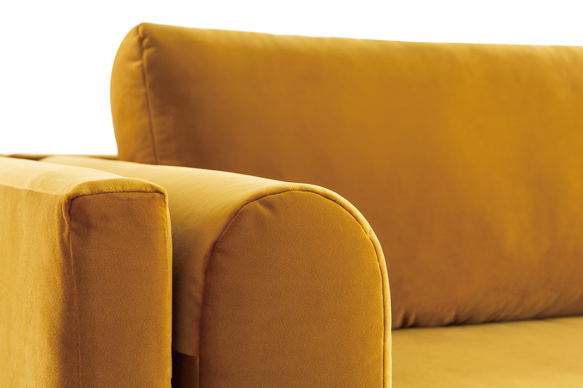 Divano design 3 posti in velluto giallo STING