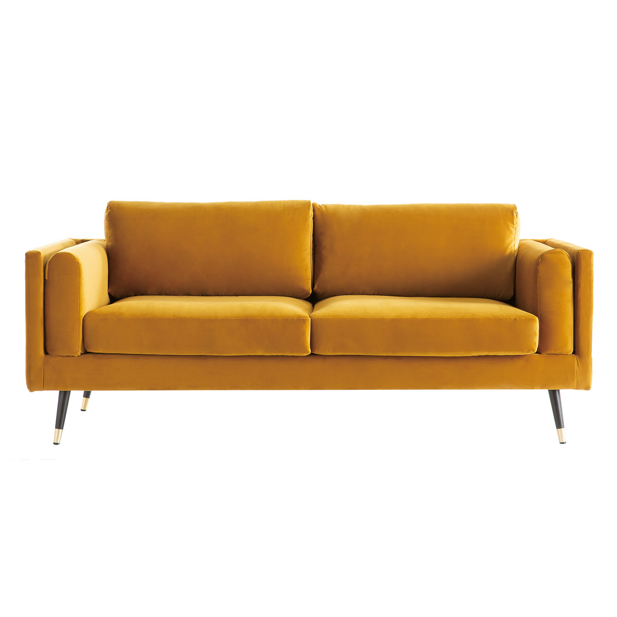 Divano design 3 posti in velluto giallo STING