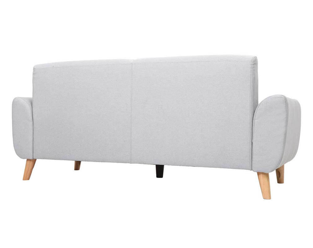 Divano design 3 posti tessuto grigio chiaro piedi in quercia EKTOR - Matiere Divano design 3 posti tessuto grigio chiaro piedi in quercia EKTOR