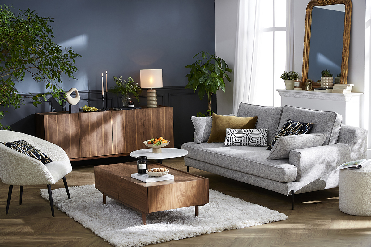 Divano design 4 posti grigio chin PUCHKINE