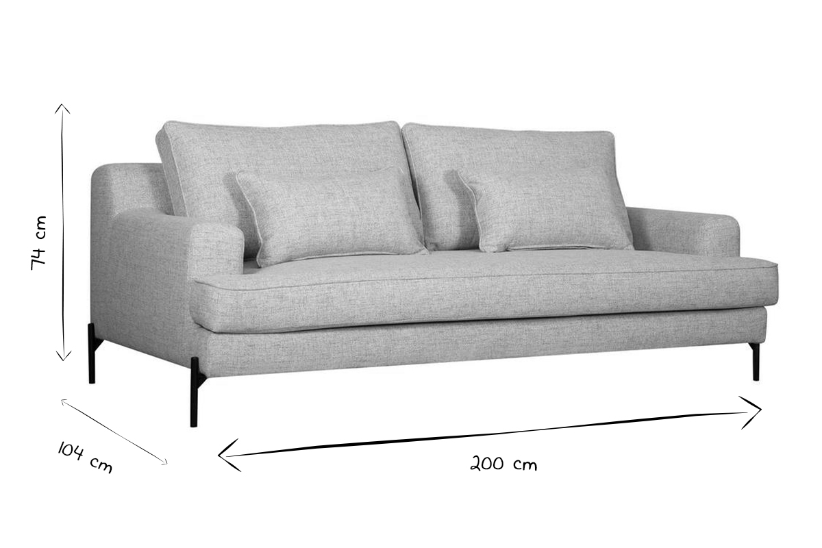 Divano design 4 posti grigio chin PUCHKINE