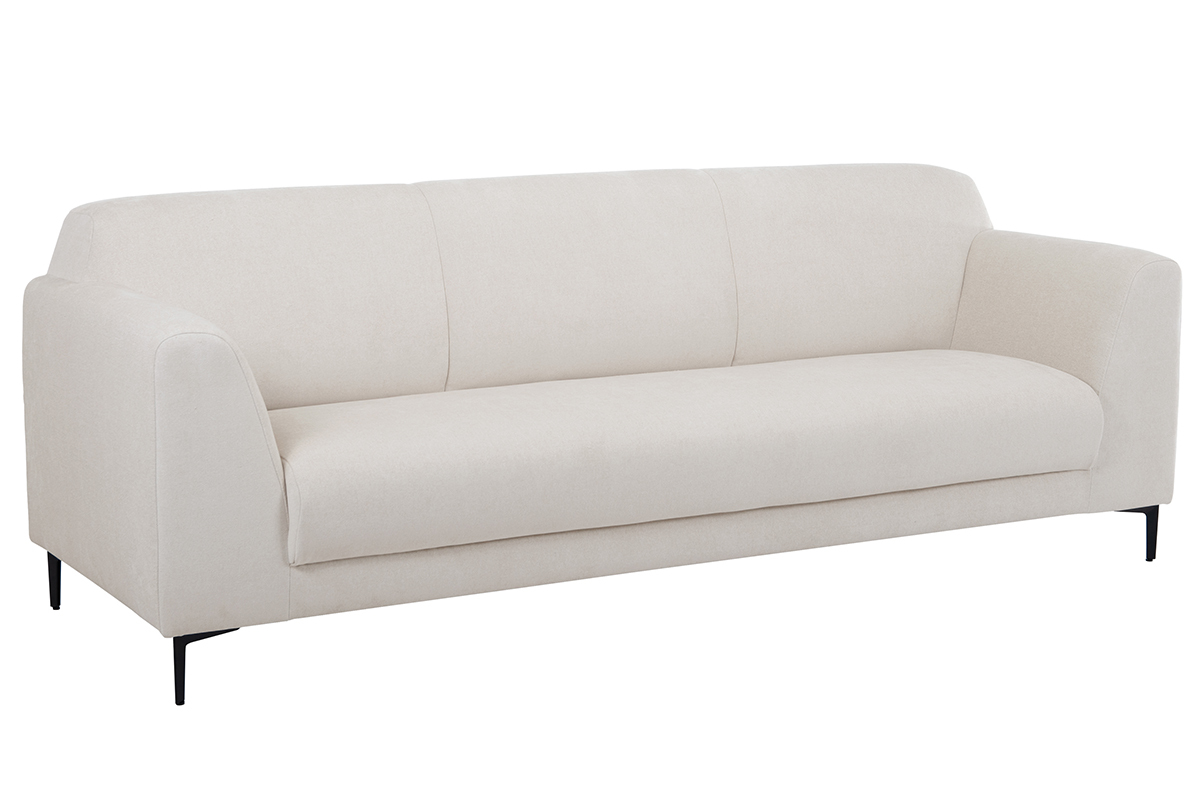 Divano design 4 posti in tessuto beige e metallo nero ALOWISS