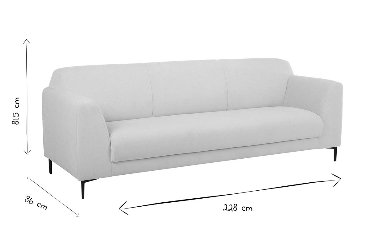 Divano design 4 posti in tessuto beige e metallo nero ALOWISS