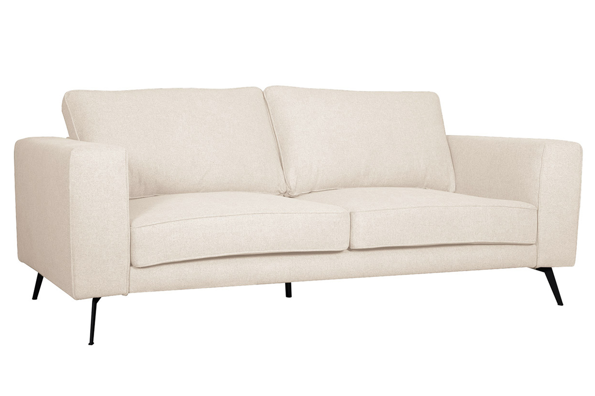 Divano design 4 posti in tessuto beige e metallo nero OSMANN