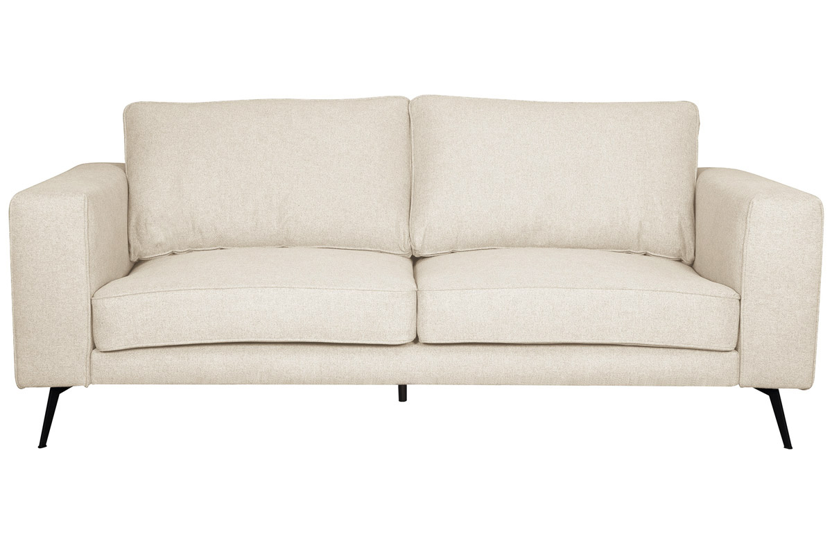 Divano design 4 posti in tessuto beige e metallo nero OSMANN