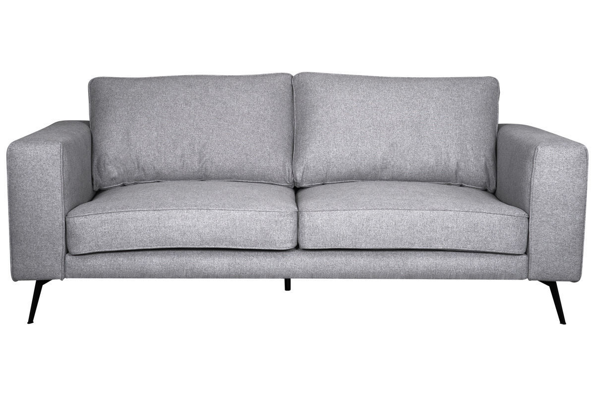 Divano design 4 posti in tessuto grigio e metallo nero OSMANN