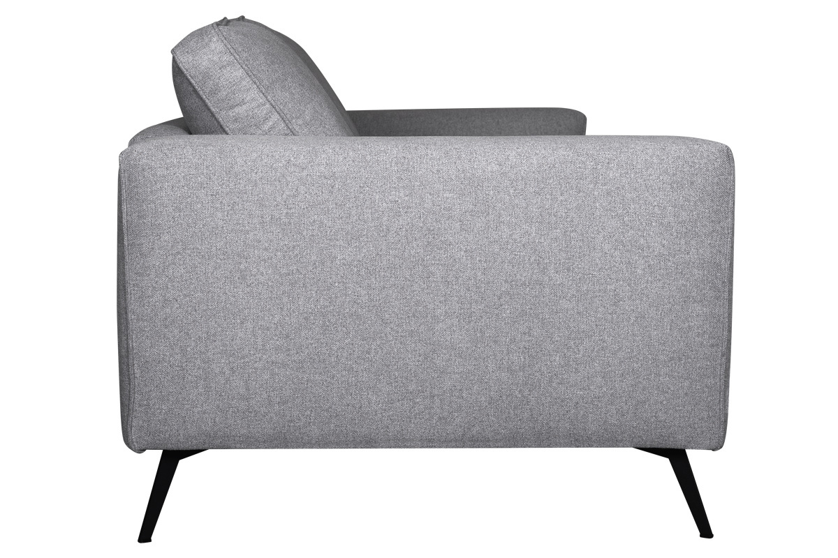 Divano design 4 posti in tessuto grigio e metallo nero OSMANN