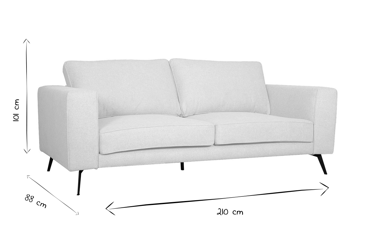 Divano design 4 posti in tessuto grigio e metallo nero OSMANN
