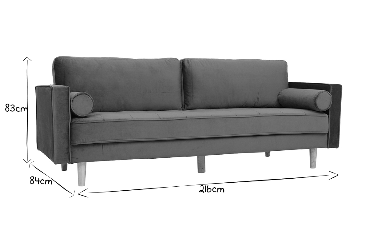 Divano design a 3-4 posti in velluto blu anatra IMPERIAL