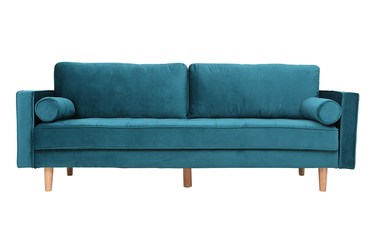 Divano design a 3-4 posti in velluto blu anatra IMPERIAL