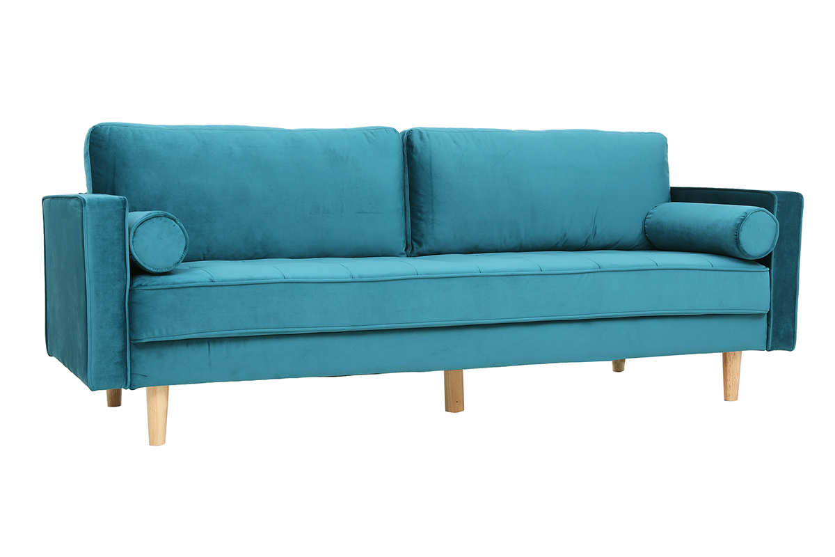 Divano design a 3-4 posti in velluto blu anatra IMPERIAL
