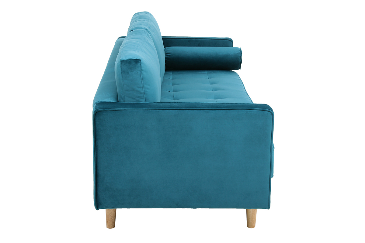 Divano design a 3-4 posti in velluto blu anatra IMPERIAL