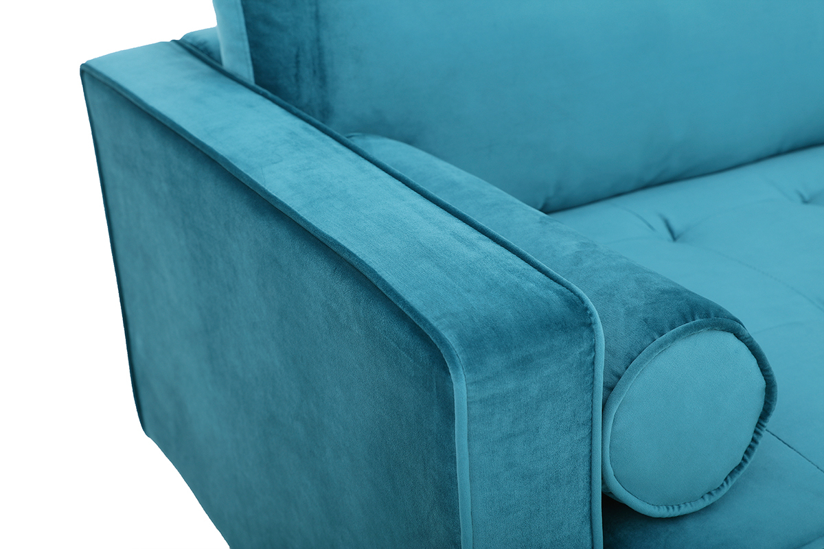 Divano design a 3-4 posti in velluto blu anatra IMPERIAL