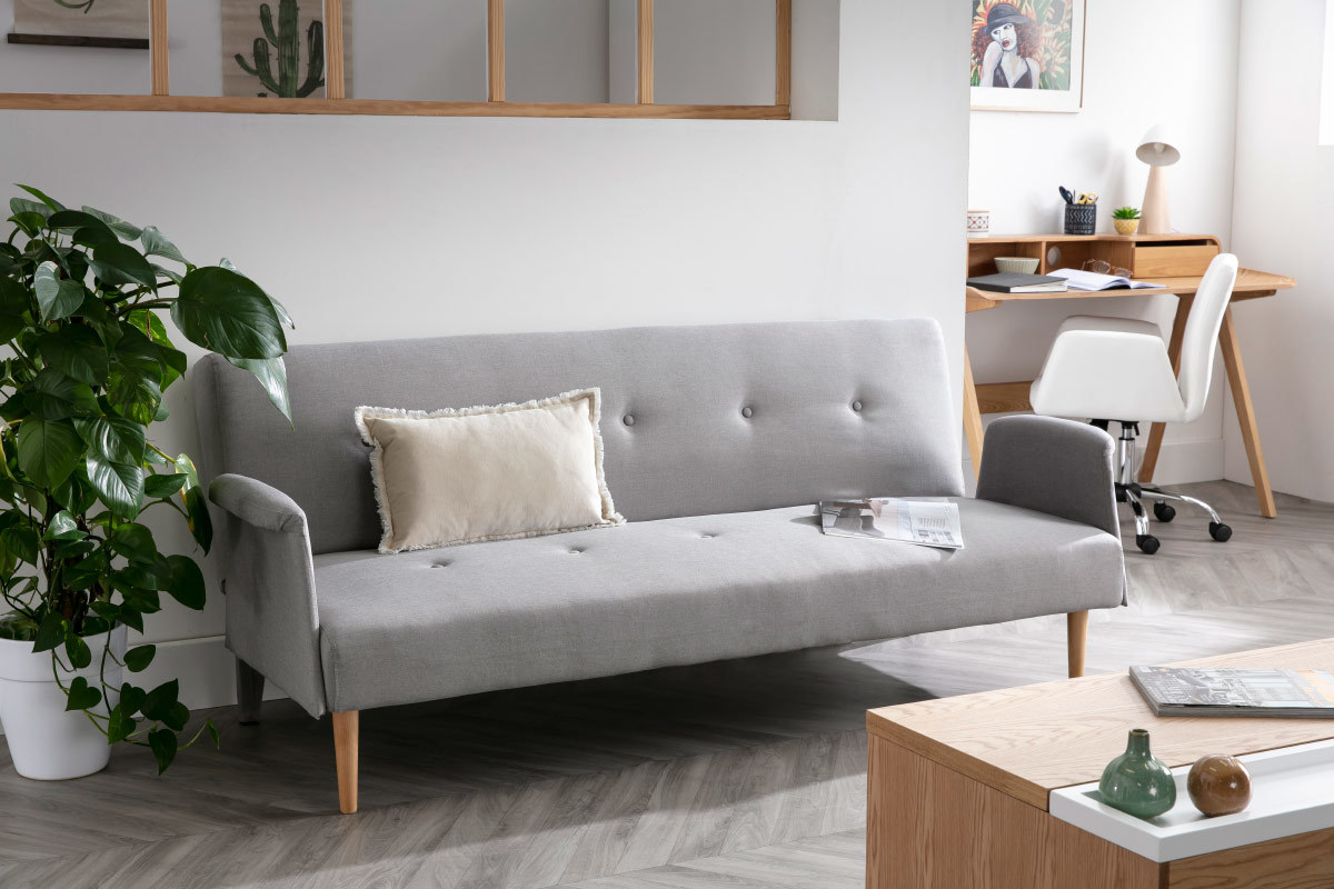 Divano design convertibile grigio chiaro OSCAR