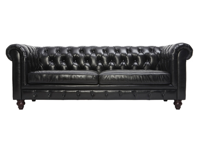 Divano design in pelle Nero 3 posti CHESTERFIELD - Divano design in pelle Nero 3 posti CHESTERFIELD
