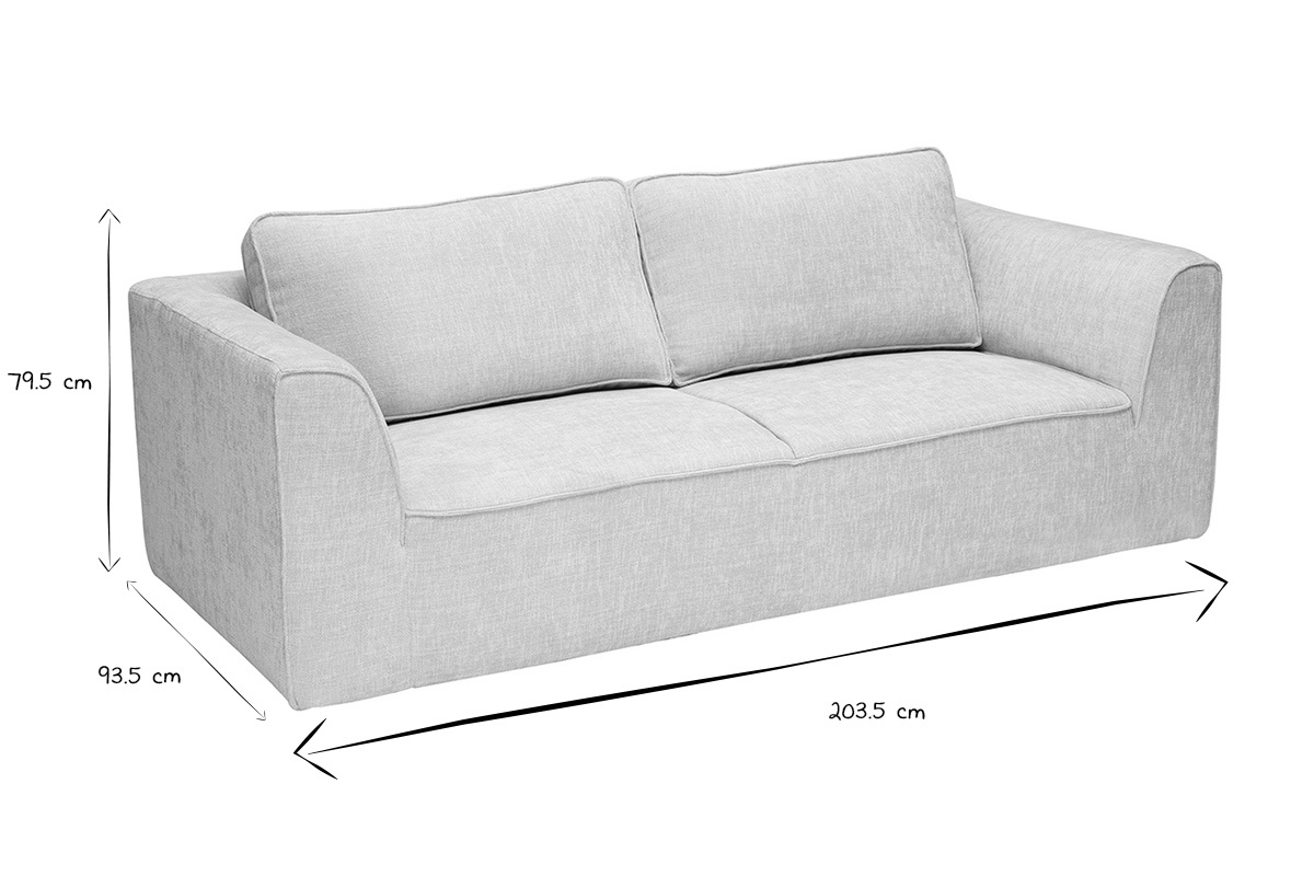 Divano design in tessuto effetto velluto strutturato beige 3 posti GRAMMY