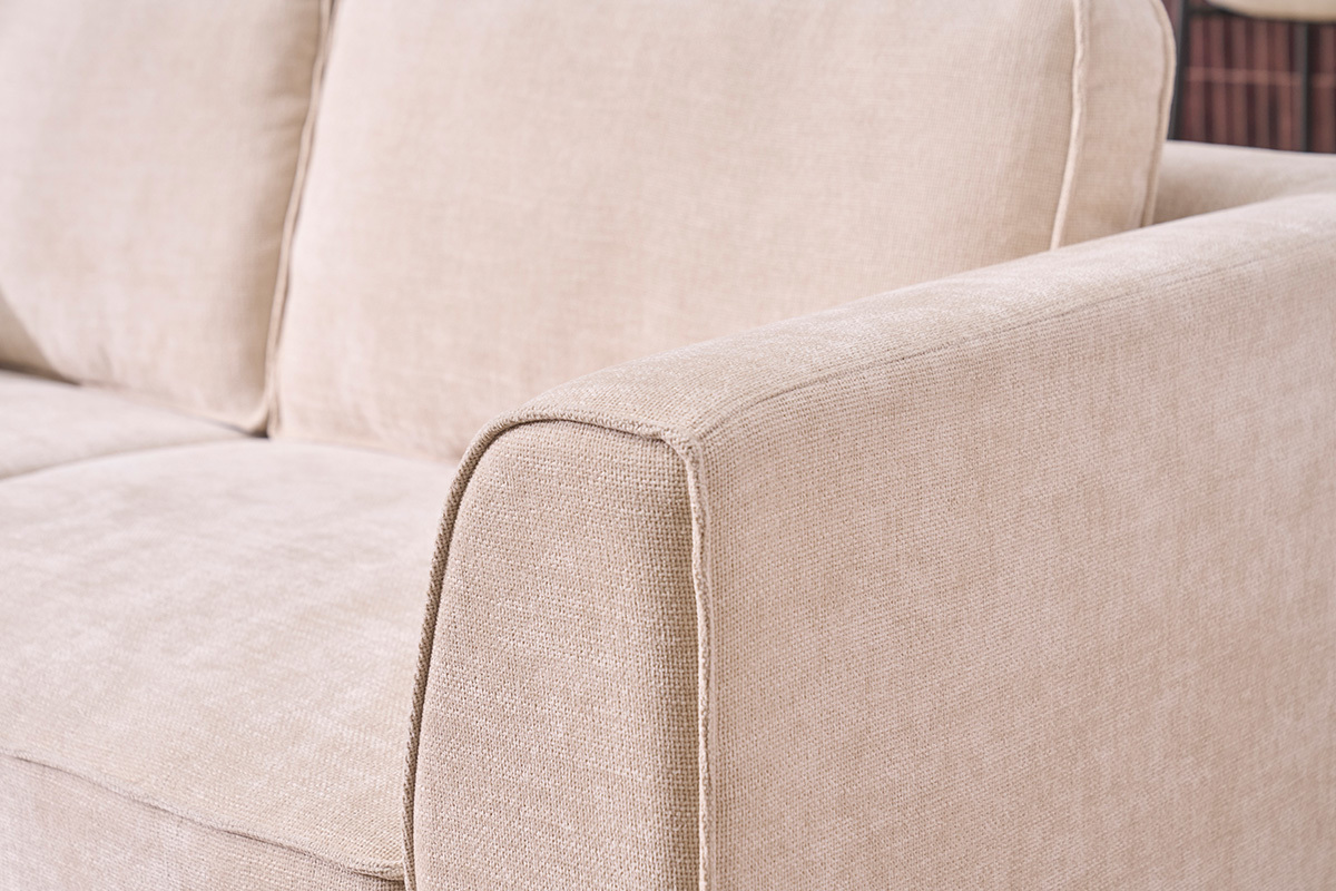 Divano design in tessuto effetto velluto strutturato beige 3 posti GRAMMY