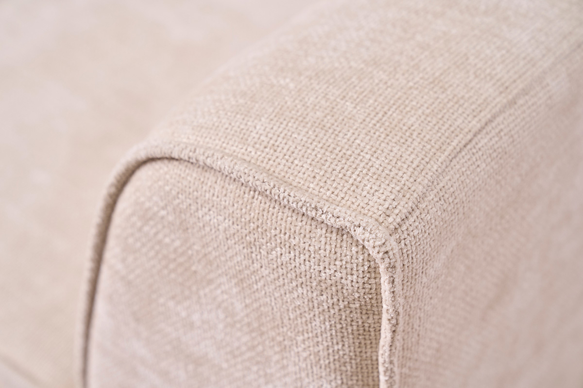 Divano design in tessuto effetto velluto strutturato beige 3 posti GRAMMY
