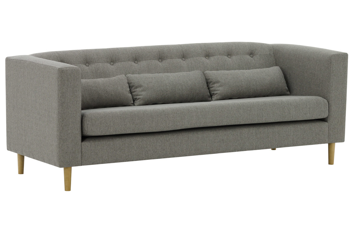 Divano design in tessuto grigio chiaro 3 posti FRANN