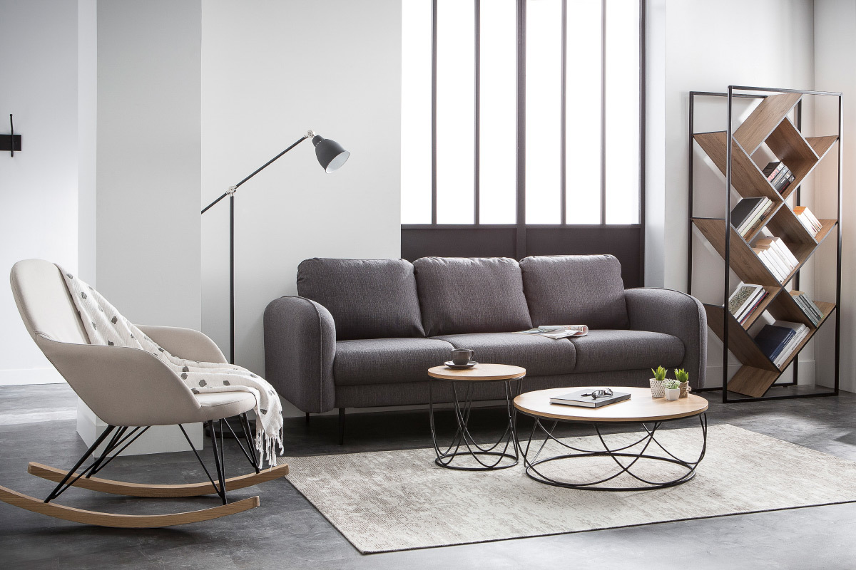 Divano design in tessuto Grigio scuro 3 posti SIDI