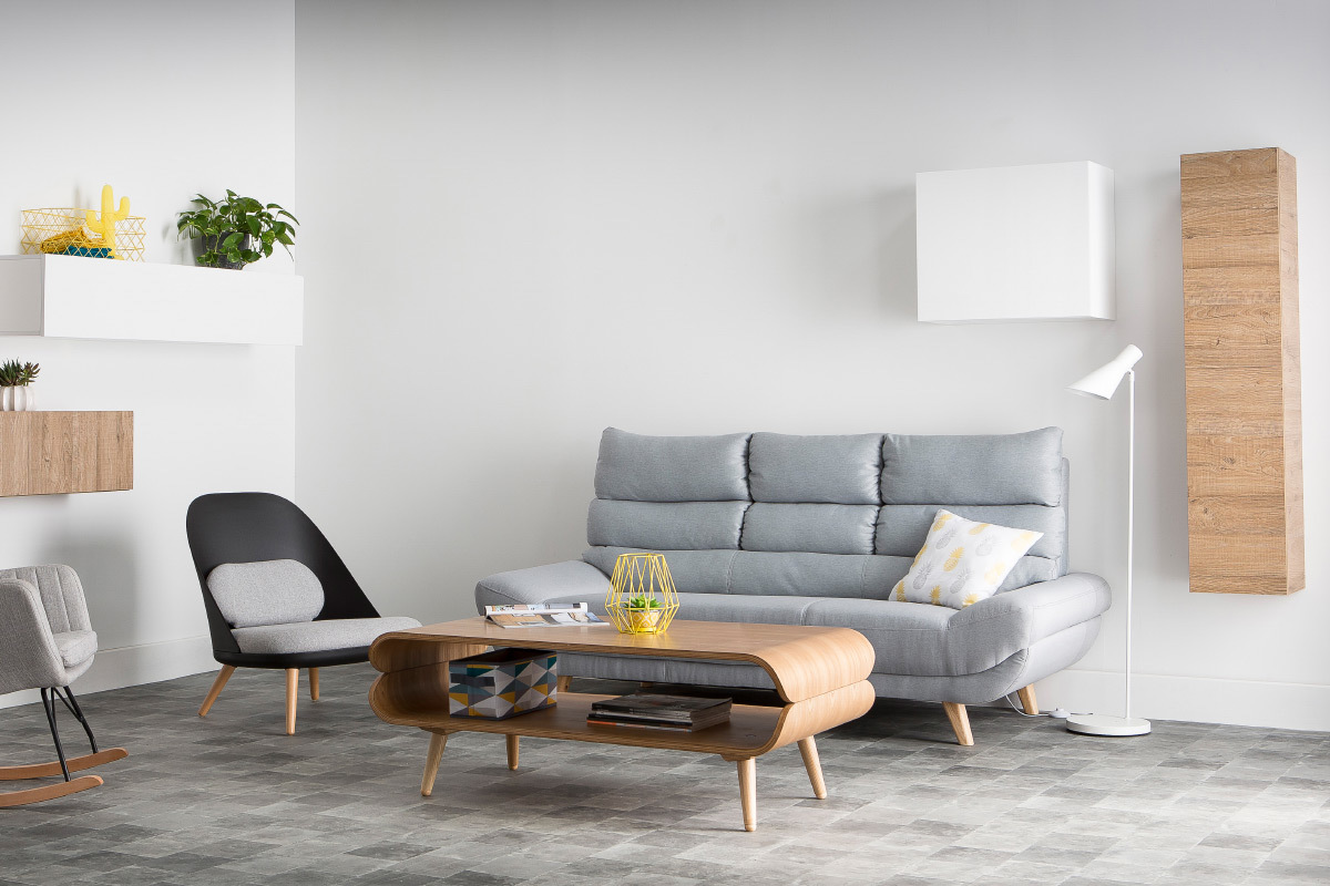 Divano design scandinavo 3 posti grigio NORDIK