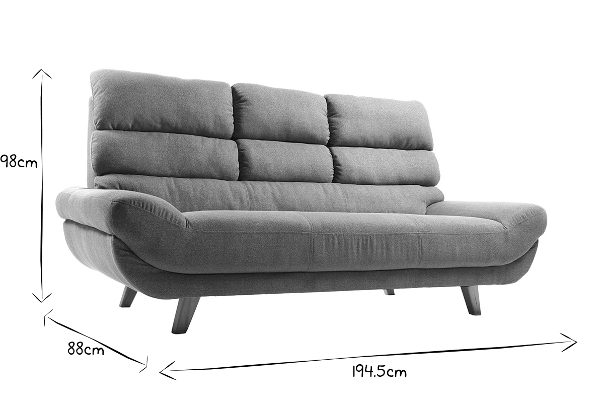Divano design scandinavo 3 posti grigio NORDIK