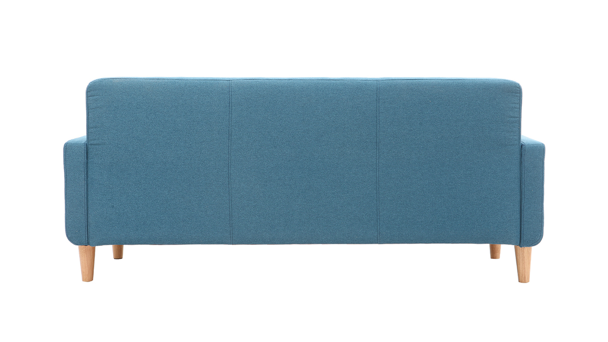 Divano design scandinavo 3 posti tessuto blu anatra LUNA