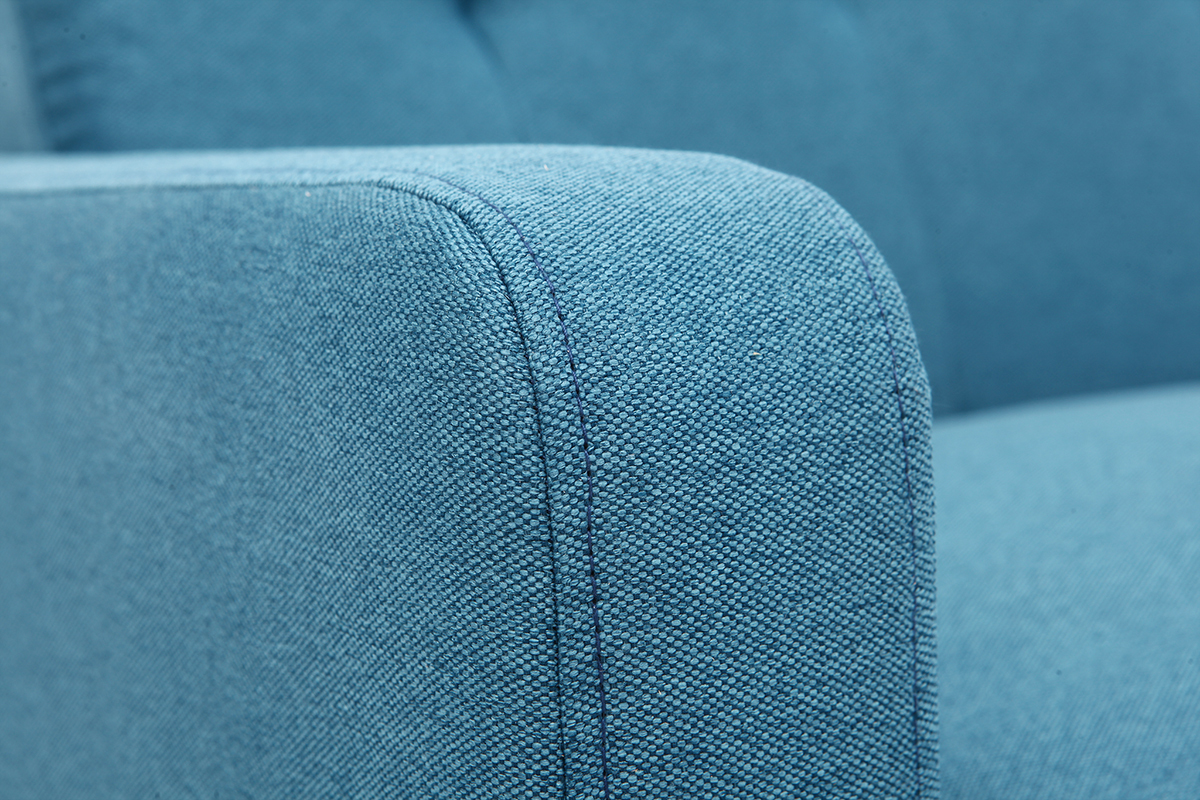 Divano design scandinavo 3 posti tessuto blu anatra LUNA