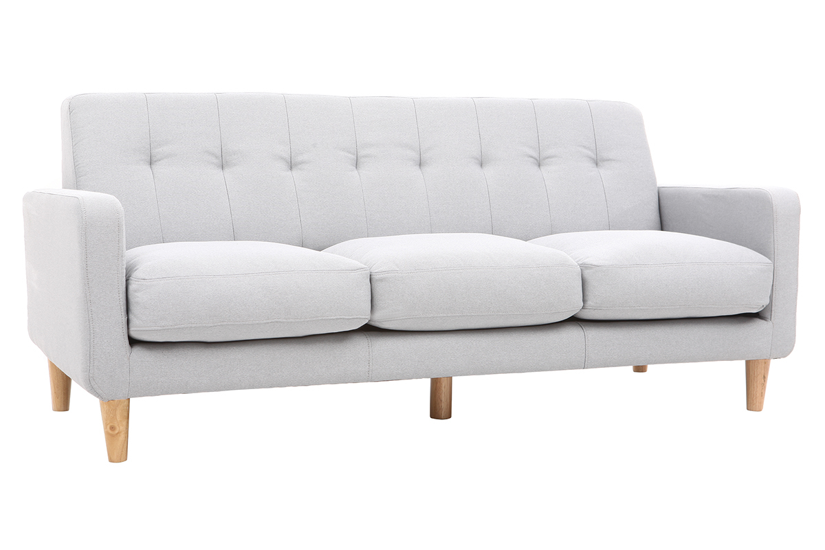 Divano design scandinavo 3 posti tessuto grigio chiaro LUNA