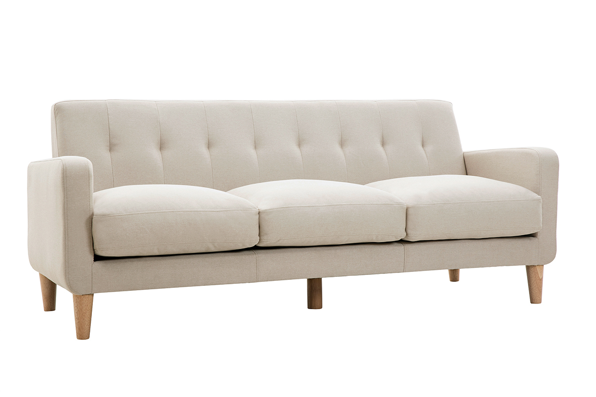 Divano design scandinavo 3 posti tessuto naturale LUNA