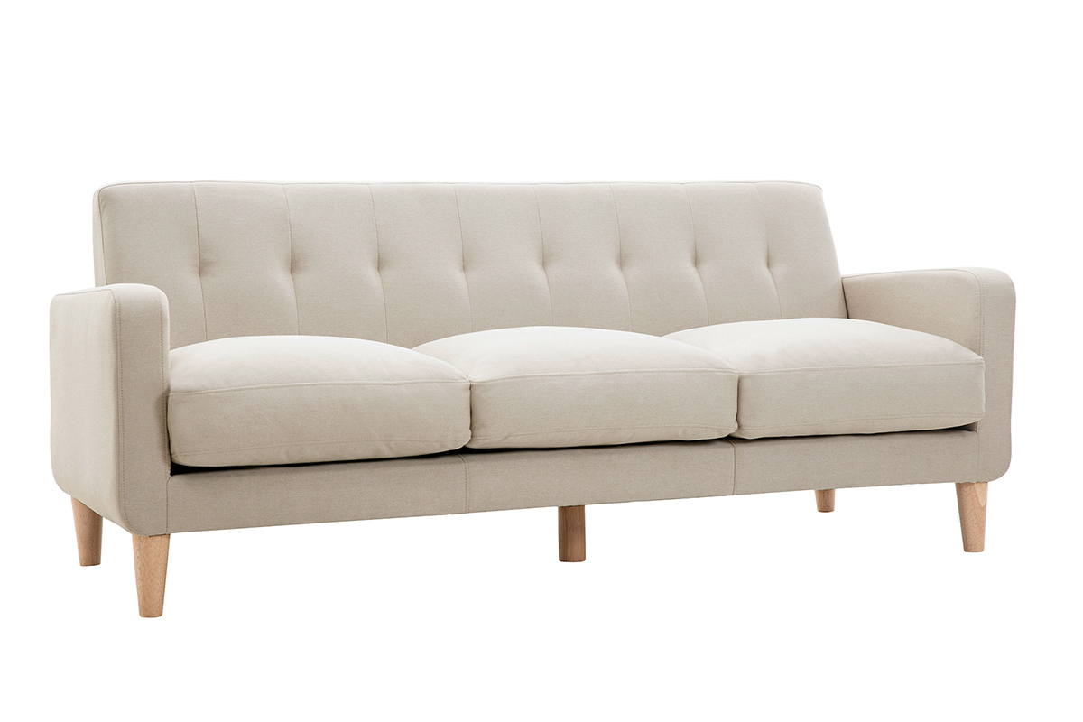 Divano design scandinavo 3 posti tessuto naturale LUNA