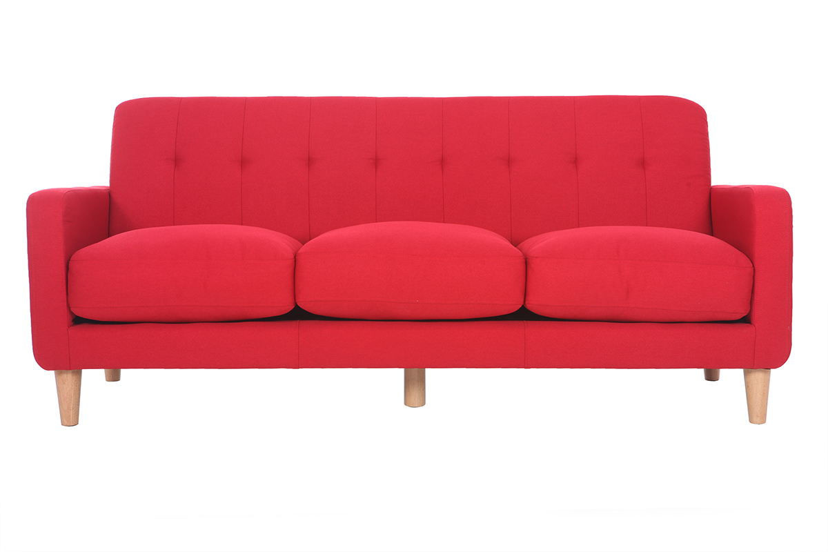 Divano design scandinavo 3 posti tessuto rosso LUNA