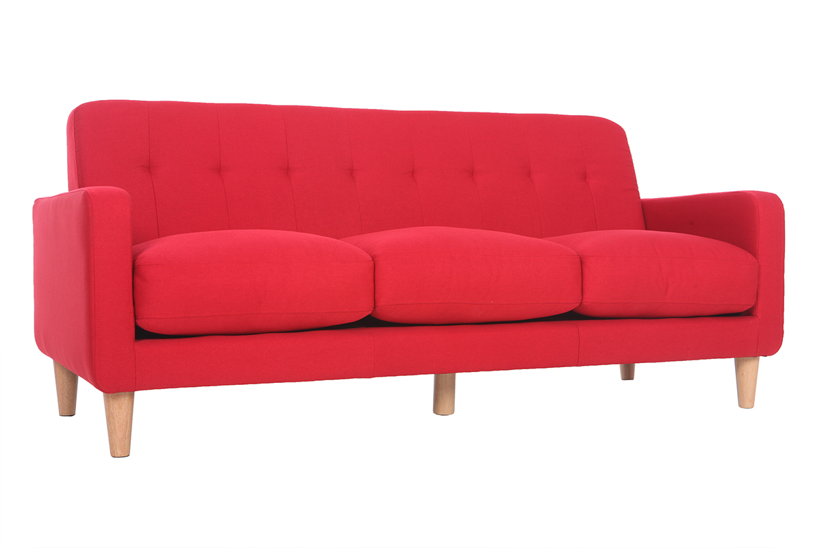 Divano design scandinavo 3 posti tessuto rosso LUNA