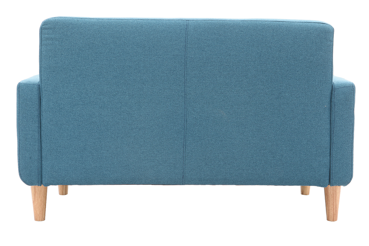 Divano design scandinavo a 2 posti tessuto blu anatra LUNA